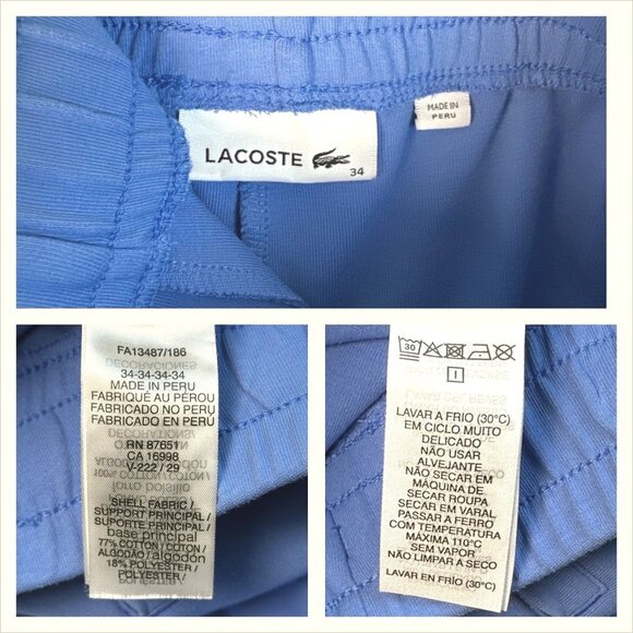 Lacoste Mens Joggers Blue Size 34 Sweatpants Logo Cuffed High-End Loungewear - Picture 13 of 15